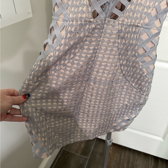 Missguided Carli Bybel X light blue and nude Bodycon Dress - Picture 6 of 10